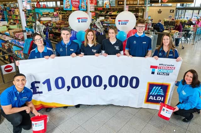 Some of the Aldi staff who helped raise thousands for the Teenage Cancer Trust