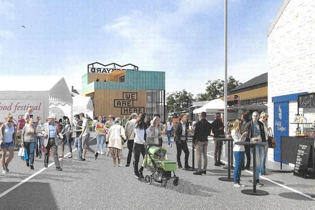 A computer image of what the walk through area will look like when the Stockyard development is complete