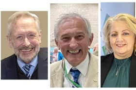 From left, Leicester City Council Mayor Peter Soulsby, Melton Borough Council leader Pip Allnatt and Leicestershire County Council acting leader Deborah Taylor, who were all at yesterday's meeting to debate rival Leicestershire, Leicester and Rutland devolution plans