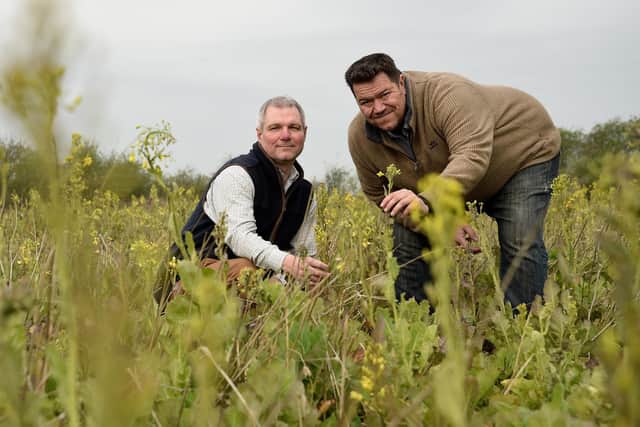 Keith Challen and Ben Larter inspecting the habitats at Belvoir Farm