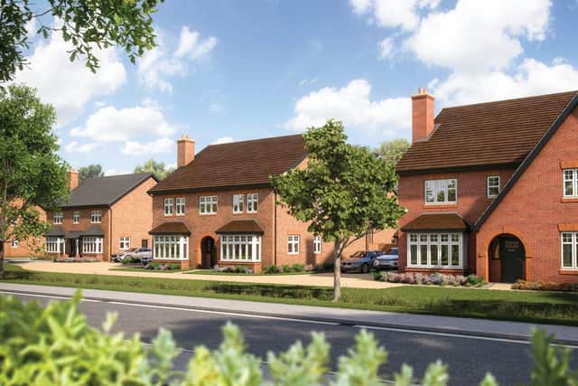 -	A CGI street scene of houses built by Bovis Homes.
