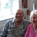 Nigel and Gillian Lane enjoy a coffee and a cake at the Macmillan coffee morning at Thorpe Arnold village hall earlier this month