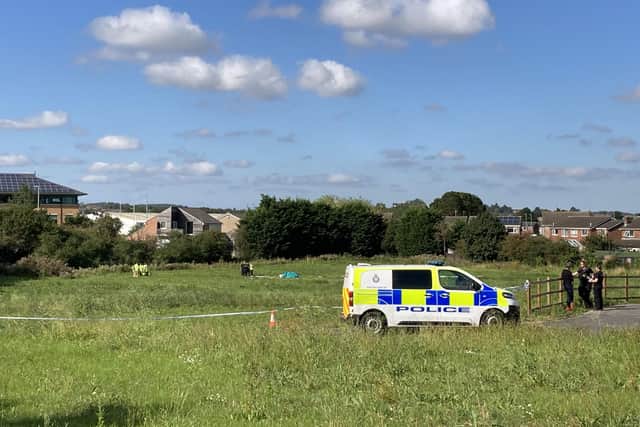 The tragic scene off Alderman Road, in Melton, where a glider pilot was killed in August