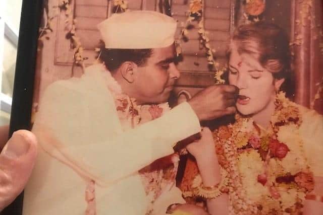 Anna and Bhupesh Turakhia on their wedding day in Bombay, in 1963