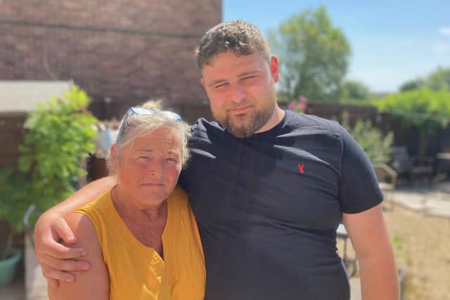 Jordan Underwood, who helped with the rescue of a drowning boy in the River Wreake at Kirby Bellars, with his proud mother, Trudy
