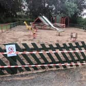The closed off toddler park in Wilton Park in Melton
