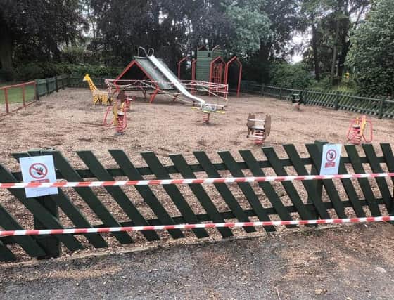 The closed off toddler park in Wilton Park in Melton