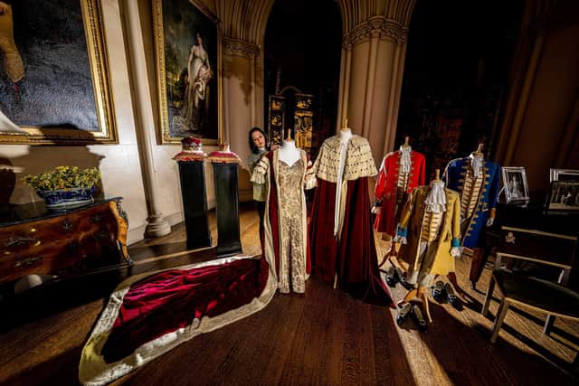 The historic ceremonial robes on display at Belvoir Castle