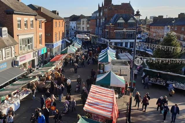 An aerial view of the Christmas market in 2021 which attracted 15,000 over three days