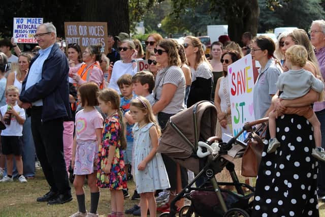 Families supporting last year's campaign rally for Melton's baby unit at the Bandstand