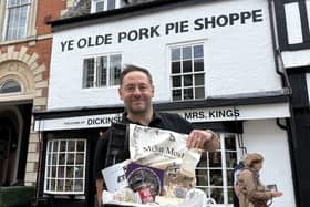 Richard Griffiths, manager of Ye Olde Pork Shoppe, shows off the hamper to be won in our competition