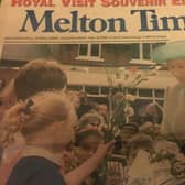 The Queen's visit to Melton Mowbray in 1996 - the front page of the Melton Times that week