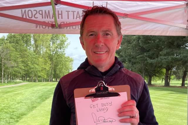 AP McCoy shows off his effort in the Matt Hampson fundraiser