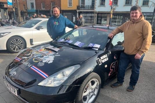 Paul Holmes (left) and Luke Booth with their £500 Knight Rider vehicle