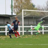 Asfordby Ladies hit the net during their FA Cup tie. Photo: Dreamcapture Photography.