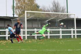 Asfordby Ladies hit the net during their FA Cup tie. Photo: Dreamcapture Photography.