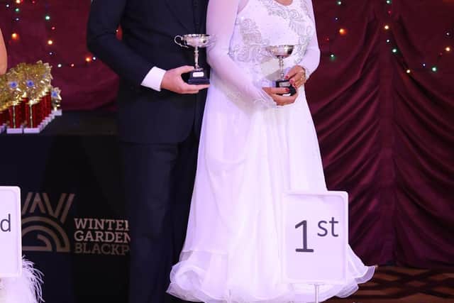 Chris Haggett and Serena Moir pictured after winning the tango competition at Blackpool at the weekend