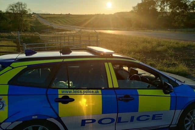 Police monitoring traffic on the new Pork Pie Way in Melton Mowbray