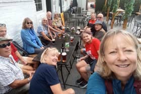 Members of Melton Mowbray Ramblers take a break at a pub during a recent walk