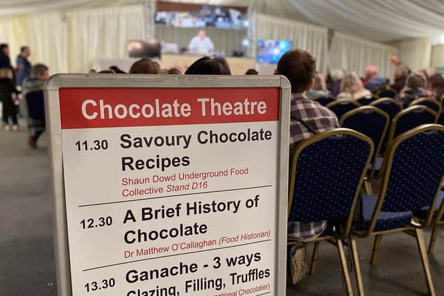 Talks and demonstrations taking place in the Chocolate Theatre at ChocFest in Melton's Stockyard
