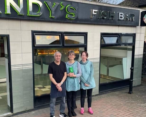 Staff at Andy's Fish Bar, in Melton, where over £5,000 was collected from customers for Macmillan Cancer Support