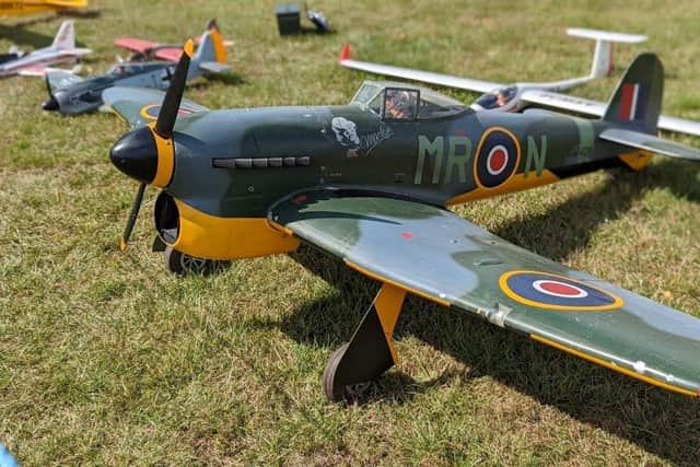 A radio-controlled Typhoon fighter at Melton Model Club