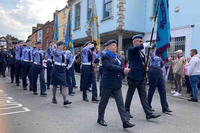Last year's Battle of Britain parade passes through Market Place in Melton Mowbray