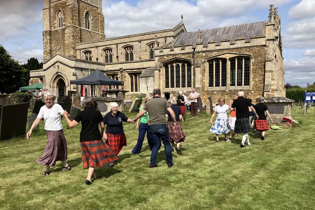 Scottish country dancers entertain at Harlaxton village fete on Saturday