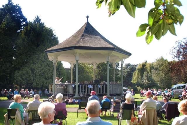 A summer concert at Melton's bandstand in New Park