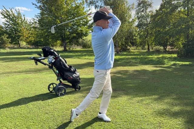 David Tuscarny gets in a practice round before his amazing golfing fundraiser