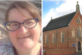 Rachel Cousen, who is preparing to do a skydive, and St Johns Catholic Church in Melton