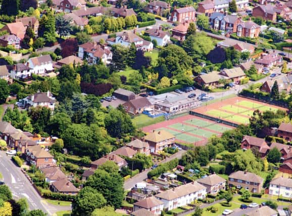 Hamilton Lawn Tennis Club celebrates its centenary - aerial photo from the early 1990s showing the first artificial grass courts
