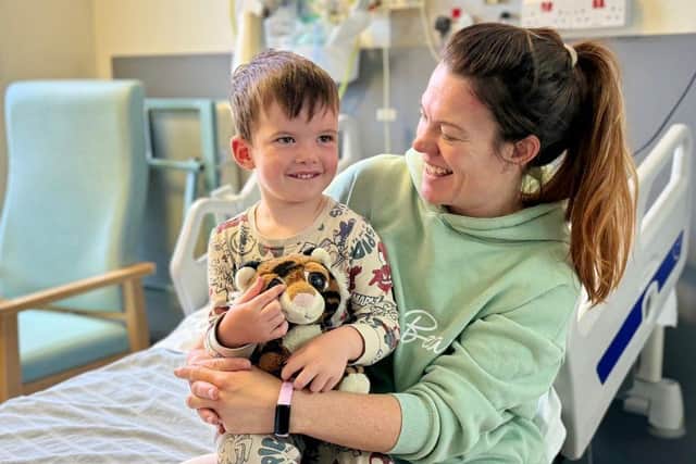 Jade Harvey with her son Reuben, who was treated during the Super Week