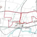 The proposed site (bounded in red) where the proposed Brentingby Meadows Solar Farm would be built
