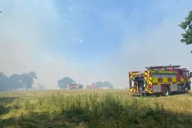 Leicestershire Fire Service on a call-out today to a grass fire in record temperatures for the county