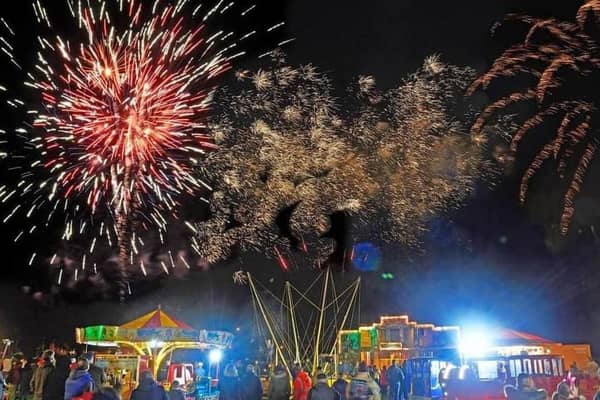 Fireworks go up at a previous Halloween Bonfire Event at Play Close