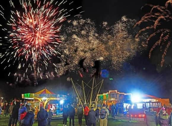 Fireworks go up at a previous Halloween Bonfire Event at Play Close