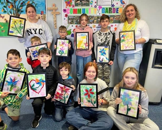 Children staying in the local area pictured at their kids' club at Oakham Fire Station