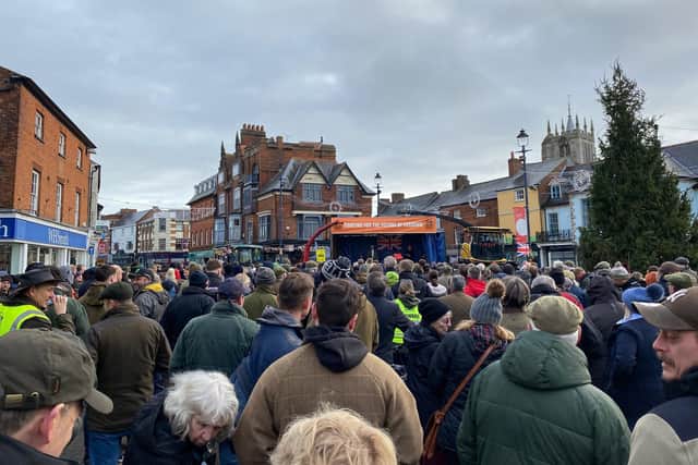 Hundreds of farmers and agricultural workers in Market Place, Melton, today