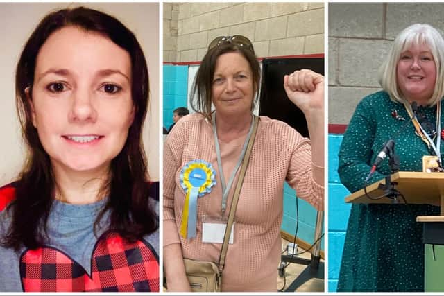 First-time councillors elected today, from left, Helen Cliff (Melton Sysonby), Sharon Brown (Melton Craven) and Sarah Cox (Melton Dorian)