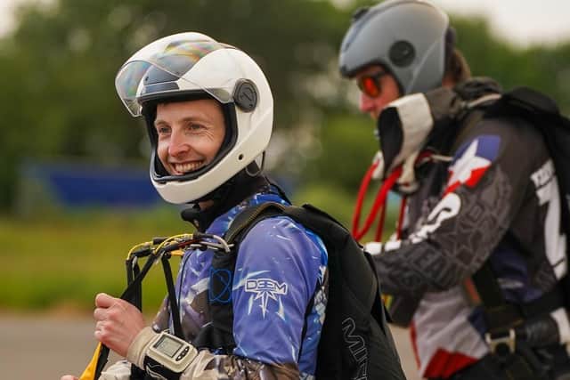 Skydiver Dan Guest on his way to setting a new British record at LangarPHOTO Jacek Roszak