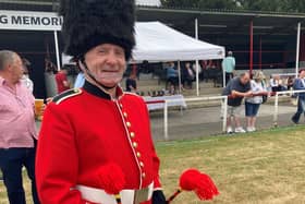 Roger Tinsley from the Melton Mowbray Toy Soldiers playing at the Banding Together event in Derby