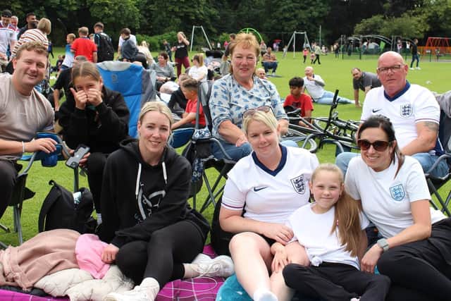 Some of the hundreds watching the England v Slovakia match in the Play Close
