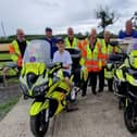 Charlie meets members of the Leicestershire and Rutland Blood Bikes group at the Welcome Cafe in Twyford