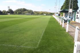 Holwell Sports FC's ground at Welby Road, Asfordby Hill, where the floodlights date back to 1986