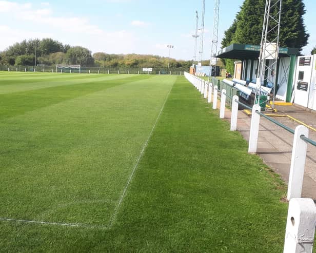 Holwell Sports FC's ground at Welby Road, Asfordby Hill, where the floodlights date back to 1986