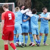 Melton celebrate their late equaliser. Photo: Mark Woolterton.