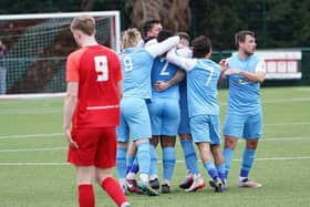 Melton celebrate their late equaliser. Photo: Mark Woolterton.