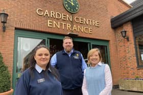 From left, general manager Clare Crowther, horticultural manager Matt Peck and marketing manager Claire Parker outside the entrance to Gates Garden Centre, at Cold Overton