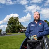 Tom Folwell, who plays top level wheelchair rugby after losing both legs on army service
